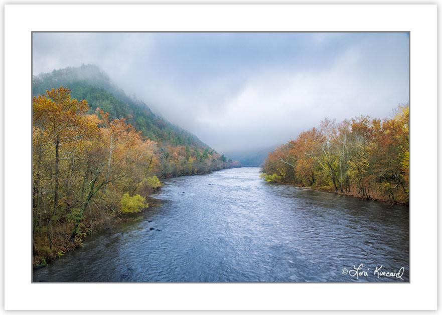 French Broad River flowing through Hot Springs, NC, Autumn