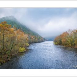 French Broad River flowing through Hot Springs, NC, Autumn