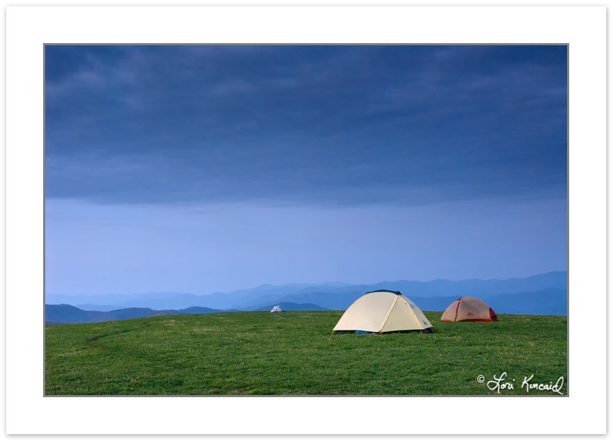 SD0105:  Tents on Max Patch Mountain before sunrise, Pisgah nati