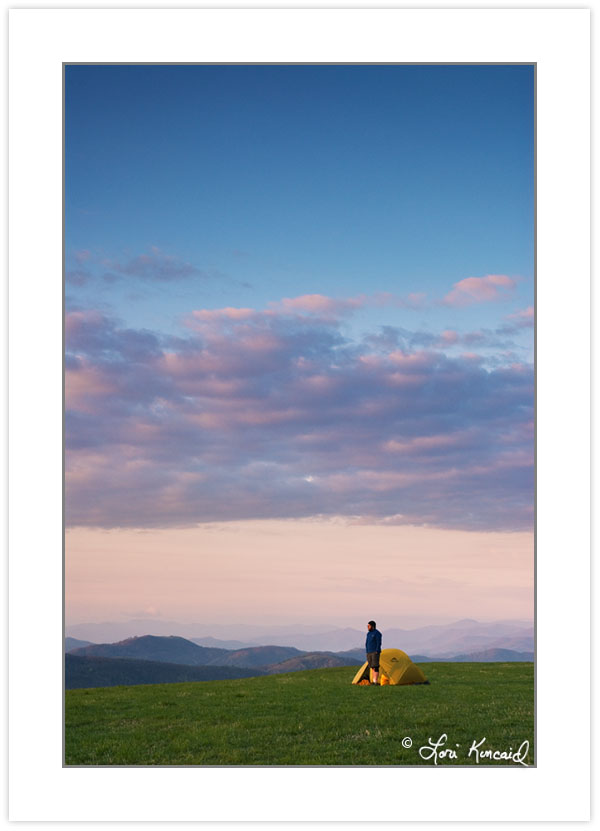 SD0860: A camper greets the sunrise on Max Patch, Pisgah Nationa