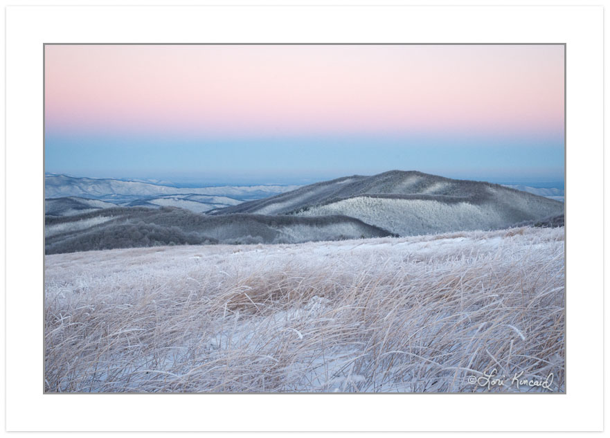 Winter view at dawn from Max Patch Mountain, Pisgah National For