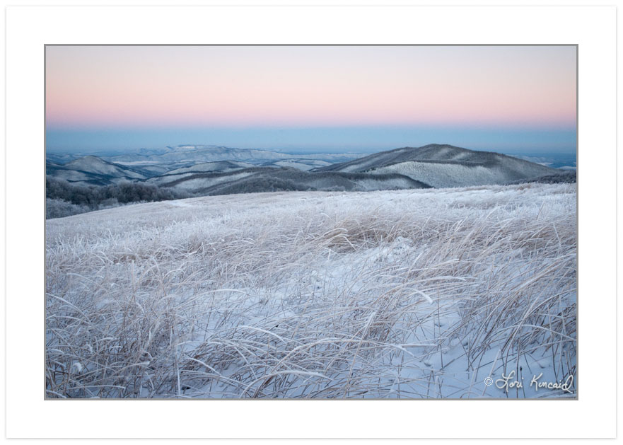 Winter view at dawn from Max Patch Mountain, Pisgah National For