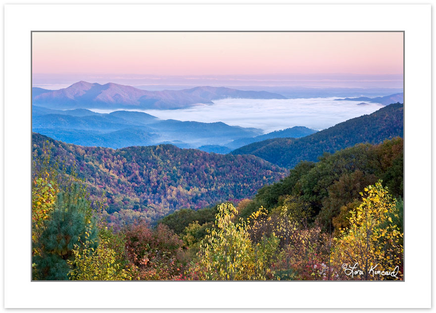 AD0180: Sunrise view from Madison County, NC-Cocke County, TN border looking northwest into Tennessee, Bald Mountains, Autumn